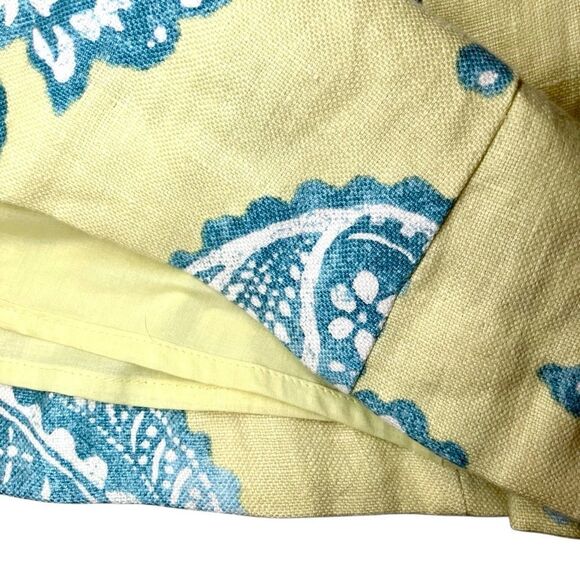 J McLaughlin Linen Jacobean Floral Sleeveless Dress in Yellow/Blue Women’s 2 - Picture 3 of 7